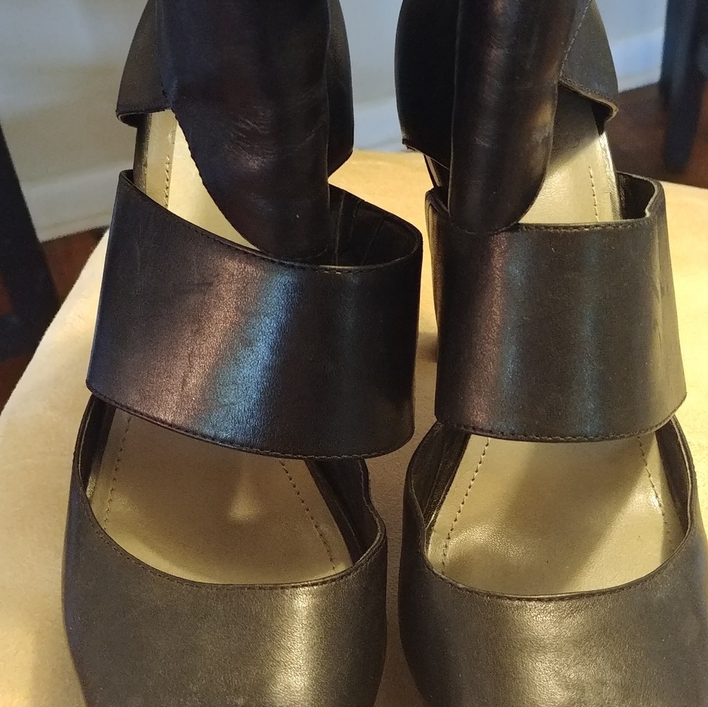 Black leather heels